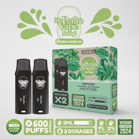 Pods Menthe 2ml x2 - Repuff Ma Petite Vape Rechargeable