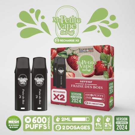 Pods Fraise des Bois 2ml x2 - Repuff Ma Petite Vape Rechargeable