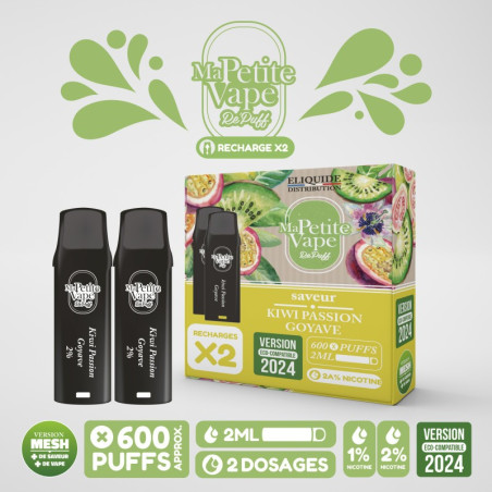 Pods Kiwi Passion Goyave 2ml x2 - Repuff Ma Petite Vape Rechargeable