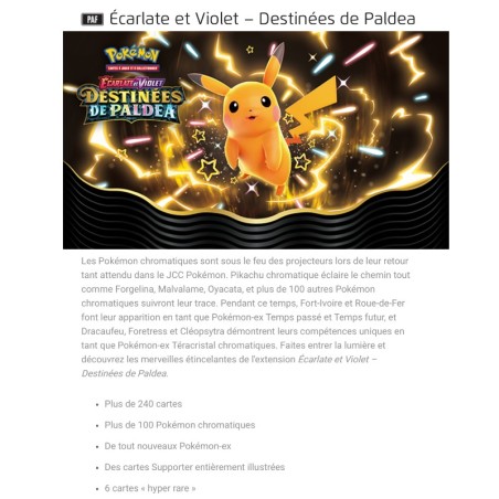 Coffret Premium Destinées de Paldea - Pokemon Shiny  / Ecarlate et Violet (EV4.5)