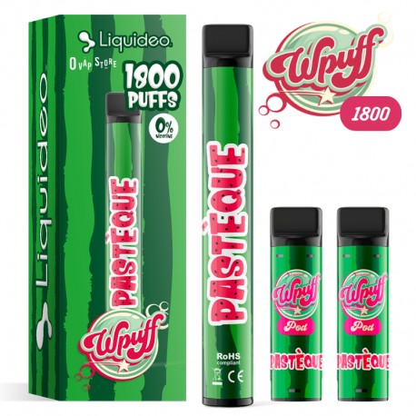 Kit Pastèque x3 Pods + Batterie Wpuff 1800 Rechargeable - Liquideo
