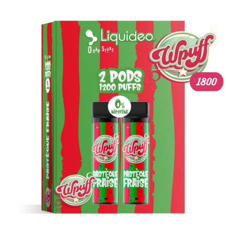 Pod Pastèque Fraise x2 Wpuff 1800 Rechargeable - Liquideo