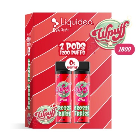 Pod Grosse Fraise x2 Wpuff 1800 Rechargeable - Liquideo