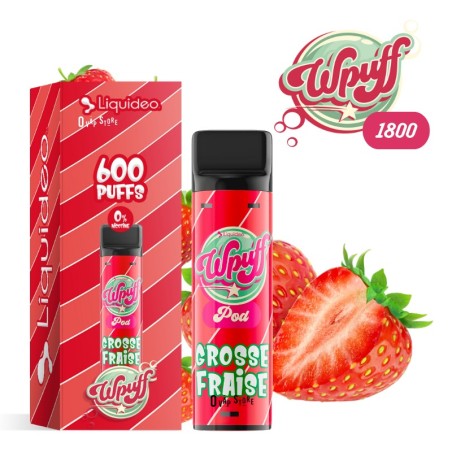 Pod Grosse Fraise 2ml Wpuff 1800 Rechargeable - Liquideo