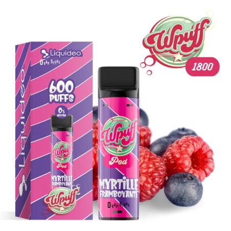 Pod Myrtille Framboyante 2ml Wpuff 1800 Rechargeable - Liquideo