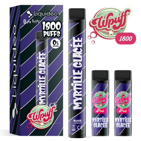 Kit Myrtille Glacée Wpuff 1800 Rechargeable - Liquideo