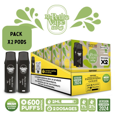 Pods Kiwi Passion Goyave 2ml x2 - Repuff Ma Petite Vape Rechargeable