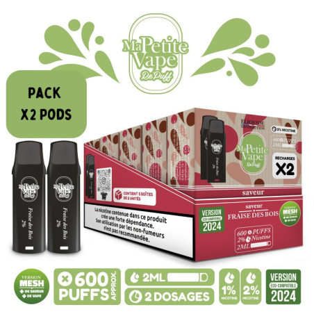 Pods Fraise des Bois 2ml x2 - Repuff Ma Petite Vape Rechargeable