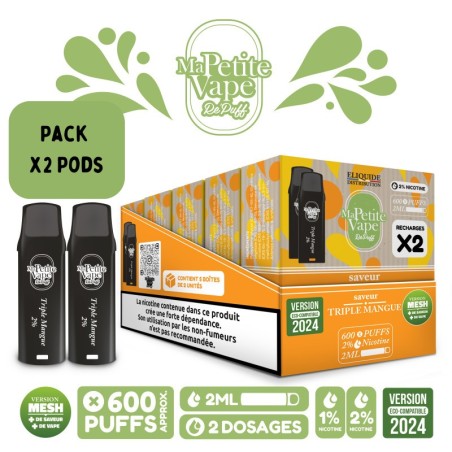 Pods Triple Mangue 2ml x2 - Repuff Ma Petite Vape Rechargeable