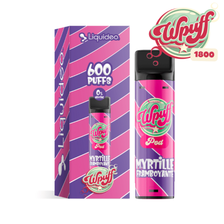 Pod Myrtille Framboyante 2ml Wpuff 1800 Rechargeable - Liquideo