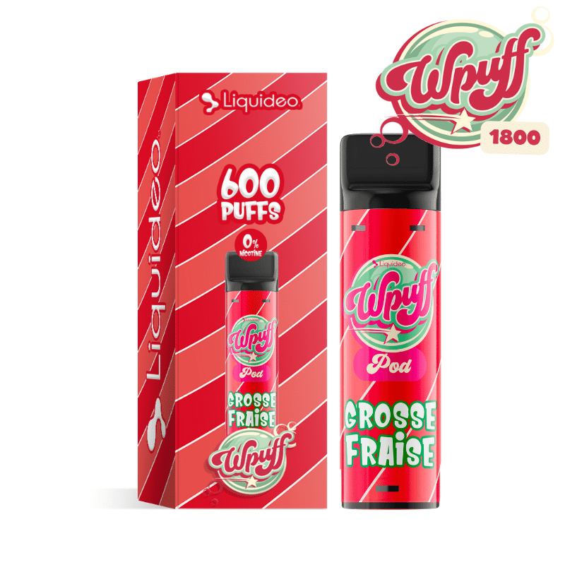 Pod Grosse Fraise 2ml Wpuff 1800 Rechargeable - Liquideo