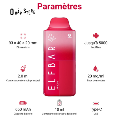 Puff Ananas glacé Acidulé AF5000 - ElfBar 5K