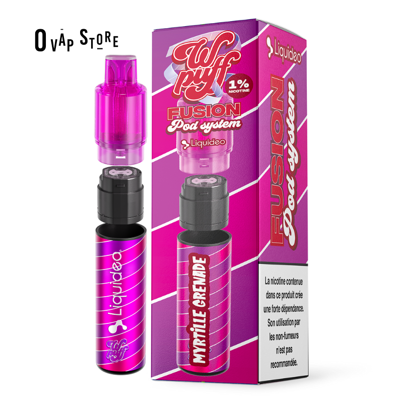 Puff Rechargeable Myrtille Grenade - Wpuff Fusion Pod System Liquideo