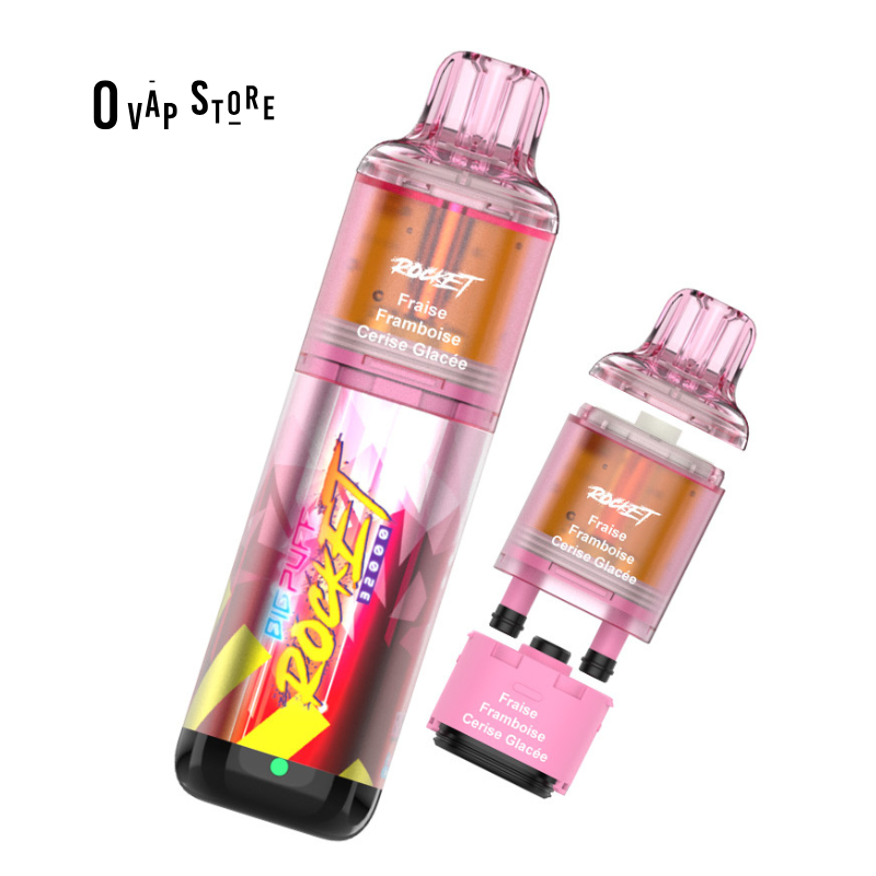 Puff Fraise Framboise Cerise Glacée 32K - Big Puff Rocket Pod Rechargeable