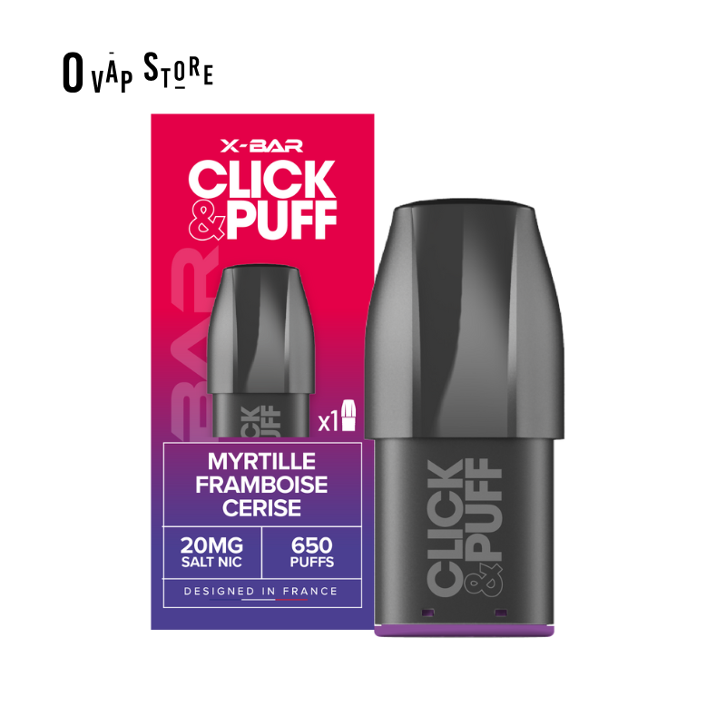 Pod Myrtille Framboise Cerise 2ml Click & Puff - X-Bar