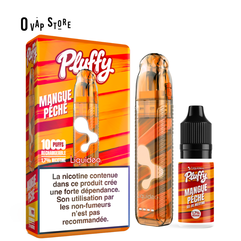 Puff Rechargeable Mangue Pêche - Pluffy Liquideo